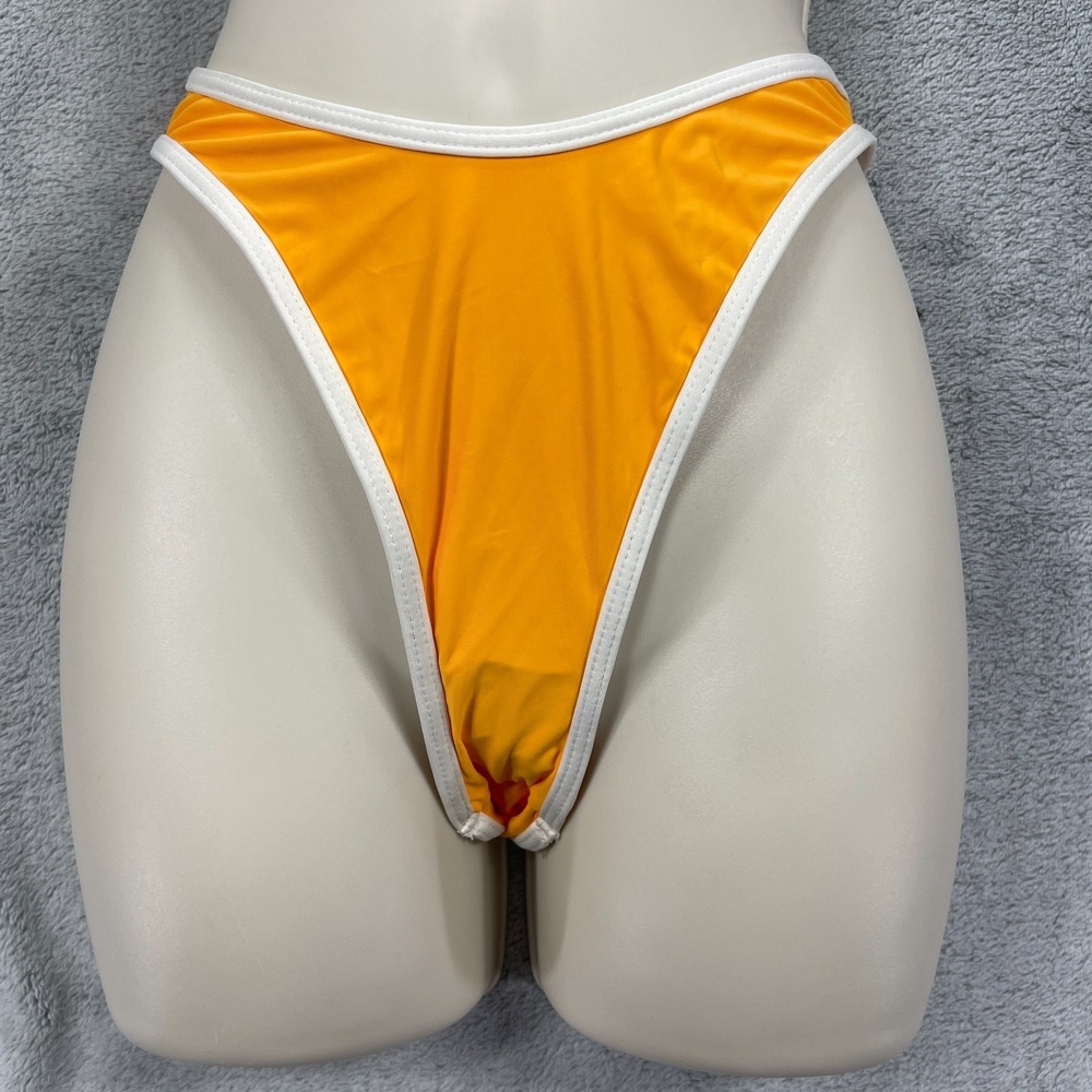 VYB Vicious Young Babes High Leg Bikini Bottoms Womens Medium Orange Swimwear